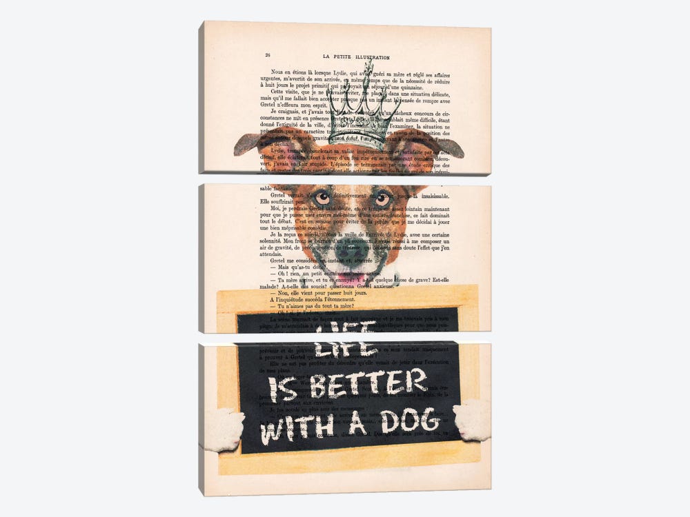 Doggy With A Message by Coco de Paris 3-piece Canvas Art