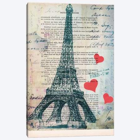 Eiffel Tower Love Canvas Print #COC92} by Coco de Paris Canvas Print