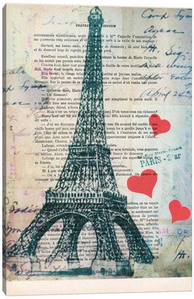 Eiffel Tower Love Canvas Art Print