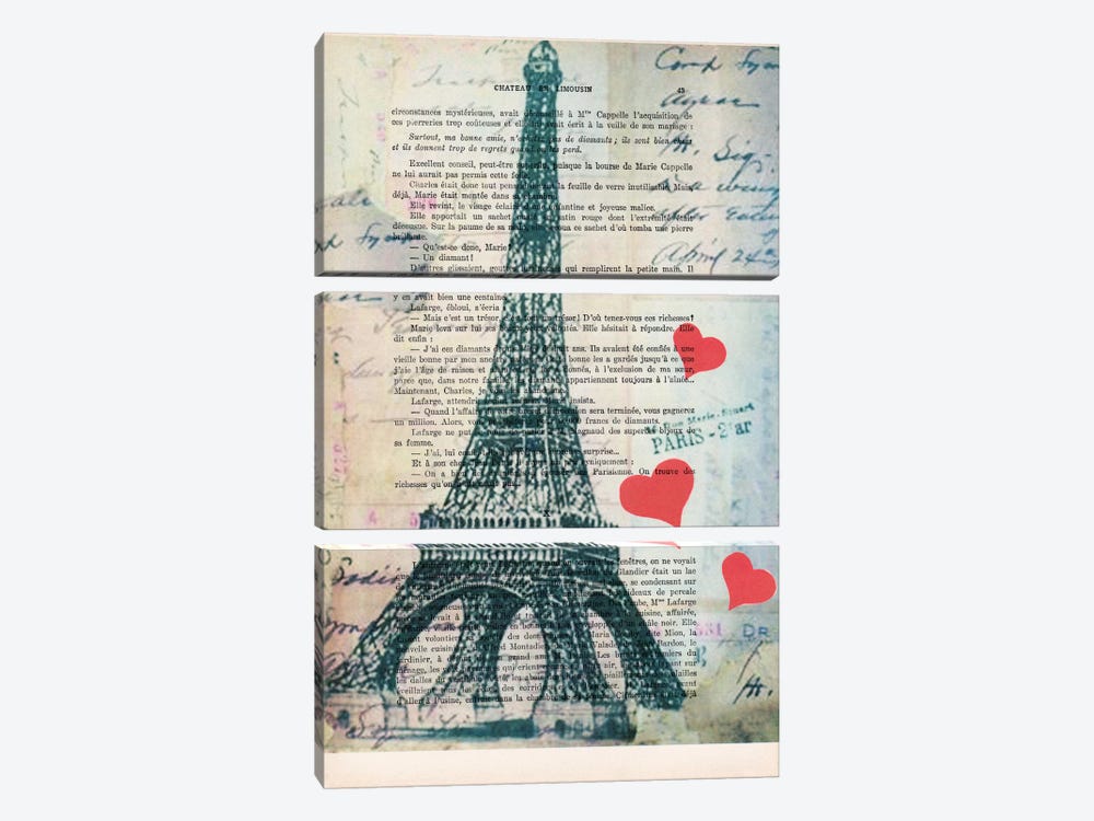 Eiffel Tower Love by Coco de Paris 3-piece Canvas Print
