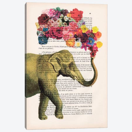 Elephant Flowers Canvas Print #COC93} by Coco de Paris Art Print