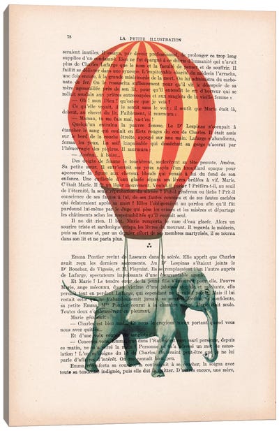 Elephant With Air Balloon Canvas Art Print - Hot Air Balloon Art