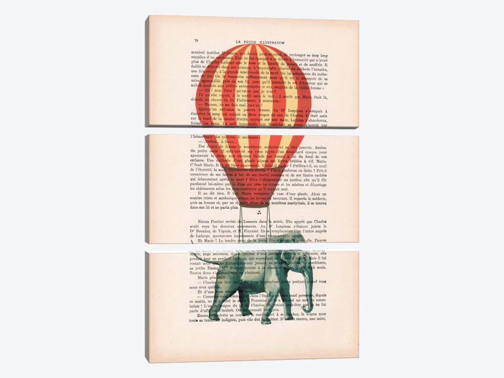 Elephant With Air Balloon by Coco de Paris 3-piece Art Print