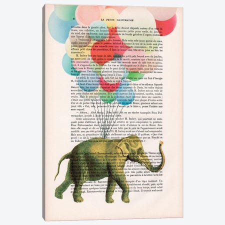 Elephant With Balloons Canvas Print #COC95} by Coco de Paris Canvas Art