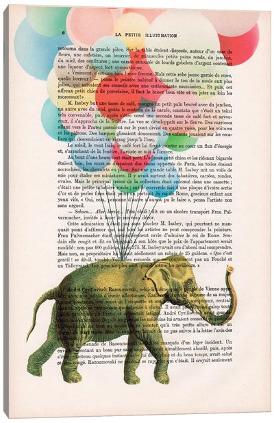 Elephant With Balloons Canvas Art Print