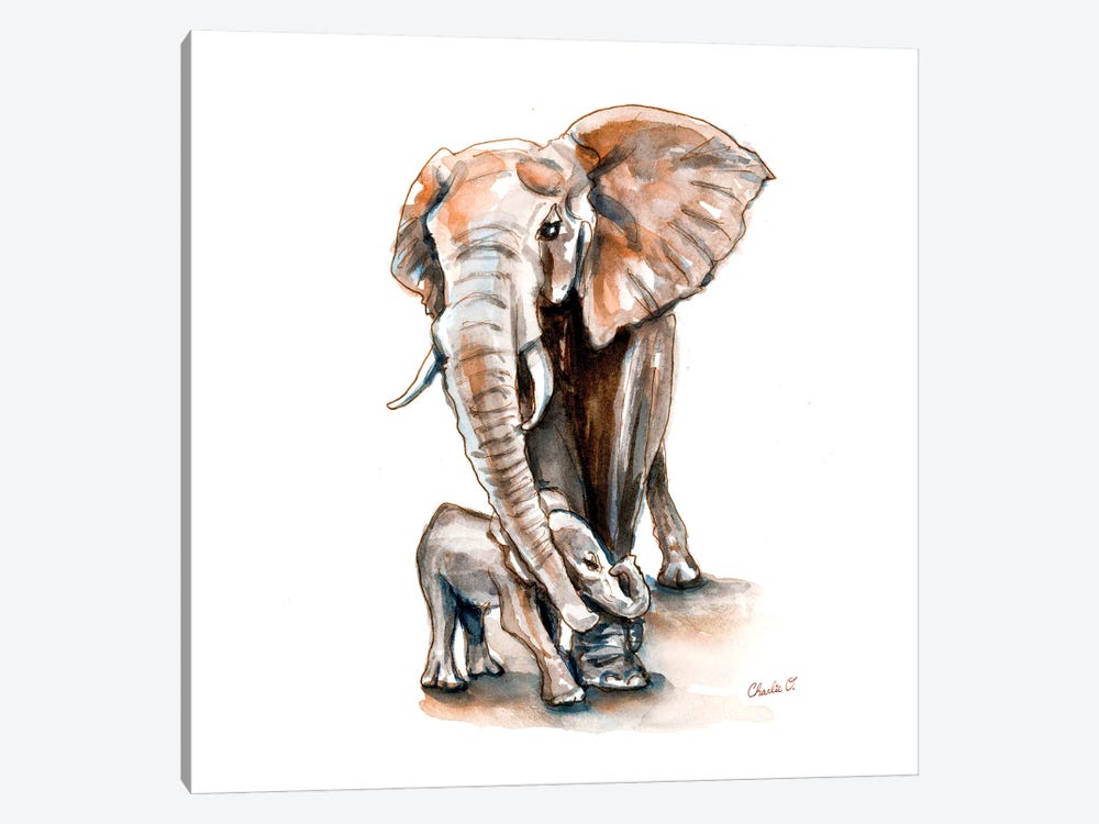 Elephant Appreciation Day by Charlie O'Shields 1-piece Canvas Print