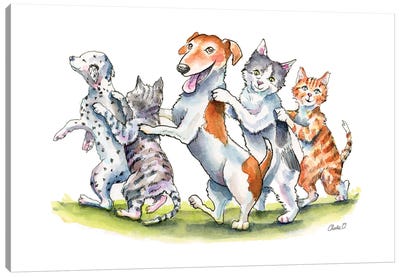 Everybody Gather 'Round Canvas Art Print - Kitten Art