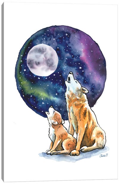 Howling At The Moon Canvas Art Print - Unconditional Love