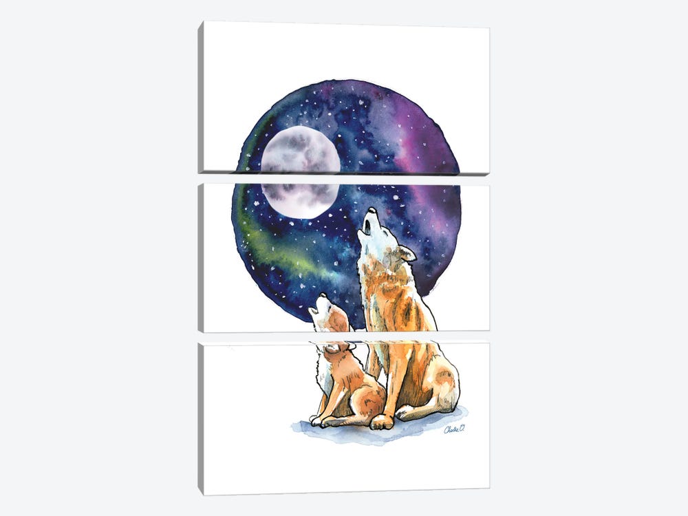 Howling At The Moon by Charlie O'Shields 3-piece Canvas Wall Art