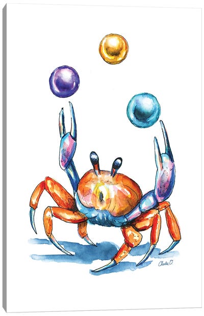 Juggling Pearls Canvas Art Print - Crab Art