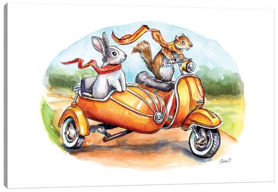 A Joyful Ride Canvas Art Print - Squirrel Art