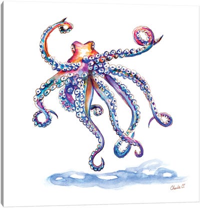Meeting An Octopus Canvas Art Print - Octopus Art