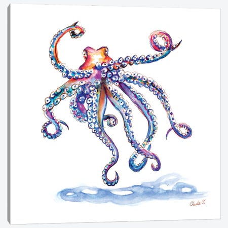 Meeting An Octopus Canvas Print #COI52} by Charlie O'Shields Art Print