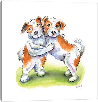 Meeting Up With Friends Canvas Art Print - Puppy Art
