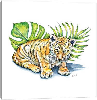 One Little Tiger Canvas Art Print - Monstera Art