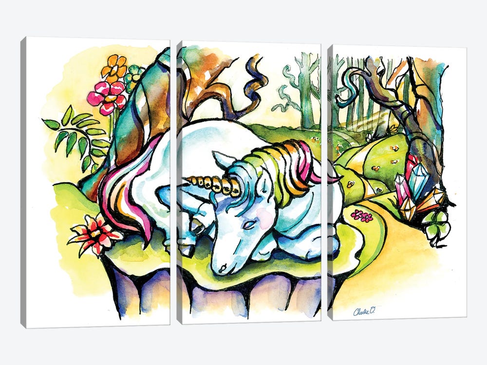 A Little Unicorn by Charlie O'Shields 3-piece Canvas Art Print