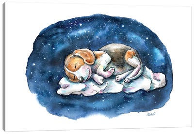 Sleeping On A Cloud Canvas Art Print - Beagle Art