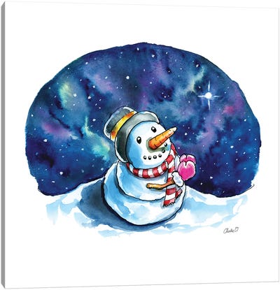 Sparkling Hope Canvas Art Print - Snowman Art
