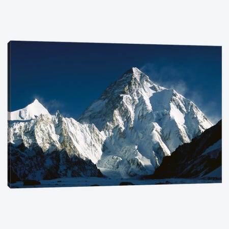 K2 At Dawn Seen From Camp Below Broad Peak, Godwin Austen Glacier, Karakoram Mountains, Pakistan Canvas Print #COL24} by Colin Monteath Canvas Artwork
