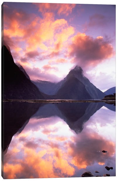 Mitre Peak At Sunset, Milford Sound, Fiordland National Park, New Zealand Canvas Art Print - Colin Monteath