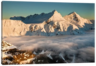 Mount Pollux And Mount Castor At Dawn, Wilkin Valley, Mount Aspiring National Park, New Zealand Canvas Art Print - Colin Monteath