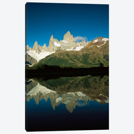 Mt Fitzroy Reflected In Lake At Dawn, Los Glaciares National Park, Patagonian Andes, Argentina - Vertical Canvas Print #COL39} by Colin Monteath Canvas Art