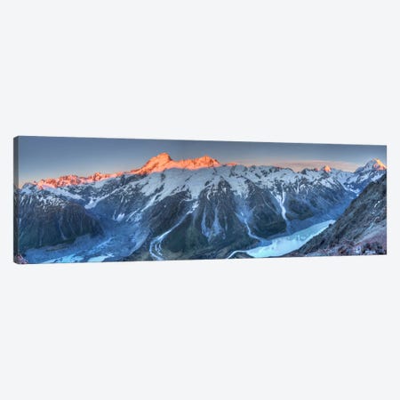 Sunrise On Mount Sefton And Mount Cook Above Hooker Valley, Mount Cook National Park, New Zealand Canvas Print #COL47} by Colin Monteath Canvas Wall Art