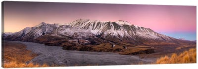 Alpenglow After Sunset Above Clyde River, Cloudy Peak Range, Canterbury, New Zealand Canvas Art Print - Colin Monteath