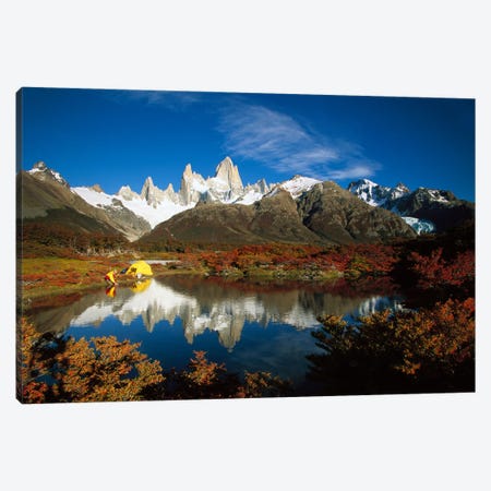 Camp Beside Small Pond Below Fitzroy, Autumn, Los Glaciares National Park, Patagonia, Argentina Canvas Print #COL7} by Colin Monteath Canvas Art Print