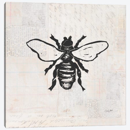 Bee Stamp BW Canvas Print #COP30} by Courtney Prahl Canvas Wall Art