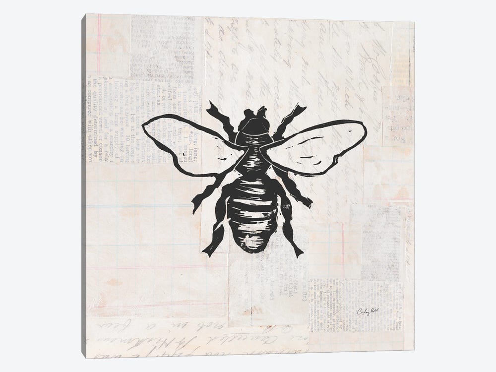 Bee Stamp BW by Courtney Prahl 1-piece Canvas Wall Art