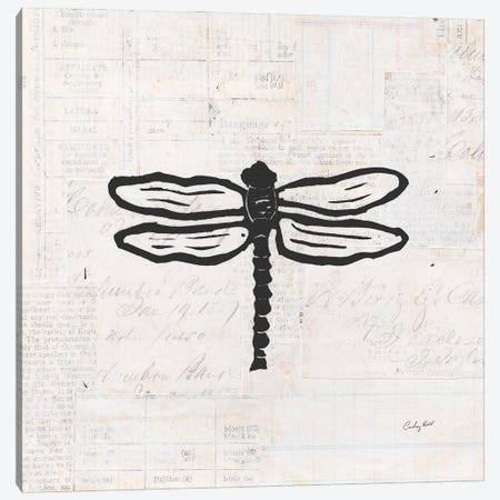 Dragonfly Stamp BW Canvas Print #COP32} by Courtney Prahl Canvas Artwork