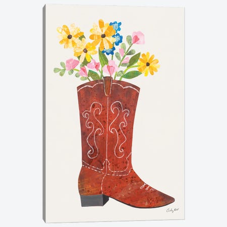 Western Cowgirl Boot V Canvas Print #COP57} by Courtney Prahl Art Print