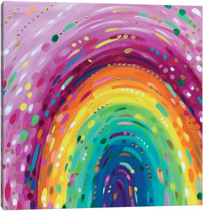 Pink Rainbow Canvas Art Print - Colorful Abstracts