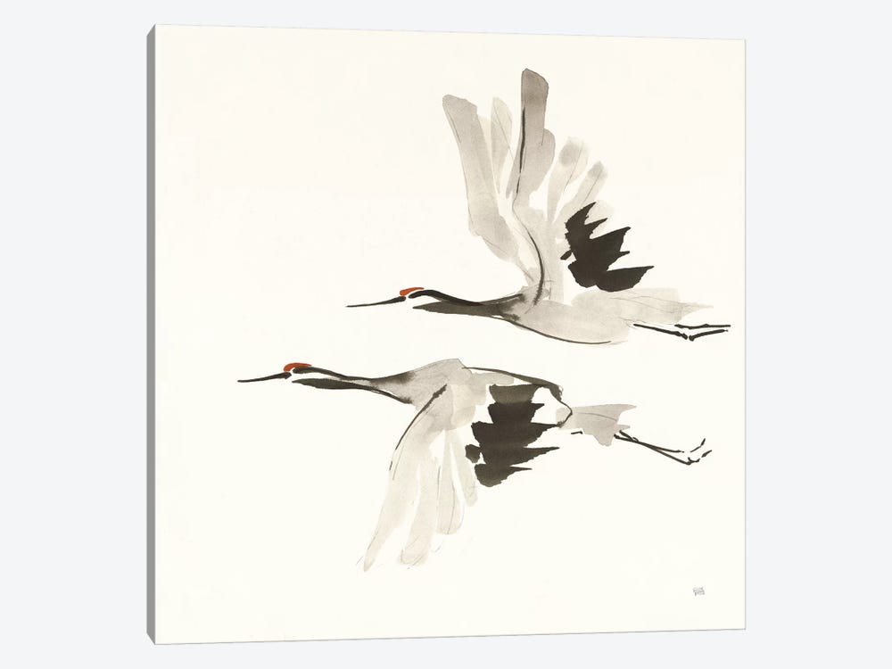 Zen Cranes I Warm by Chris Paschke 1-piece Art Print
