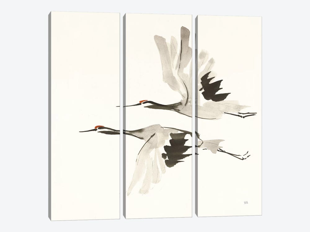 Zen Cranes I Warm by Chris Paschke 3-piece Art Print