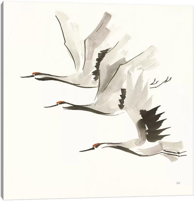 Zen Cranes II Warm Canvas Art Print - Crane Art