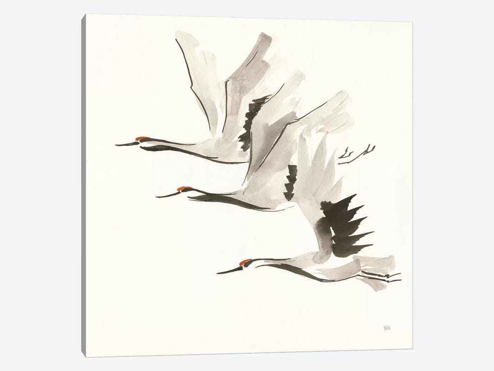 Zen Cranes II Warm by Chris Paschke 1-piece Canvas Wall Art