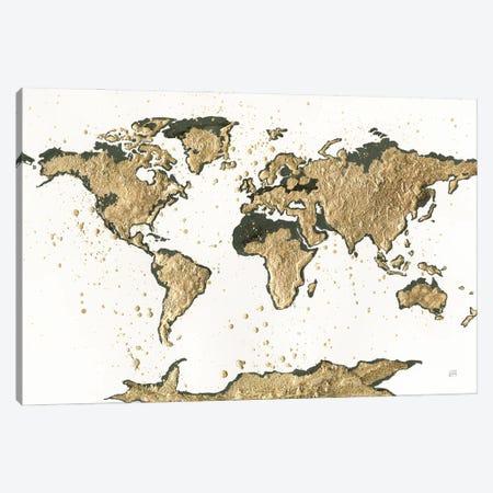 World Map Gold Leaf Canvas Print #CPA134} by Chris Paschke Canvas Print