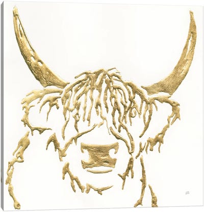 Gilded Highlander I Canvas Art Print - Highland Cow Art
