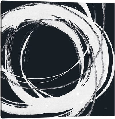 Gilded Enso II BW Canvas Art Print - Black & White Abstract Art