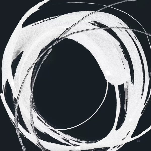 Black & White Abstract Art: Gilded Enso IV BW by Chris Paschke