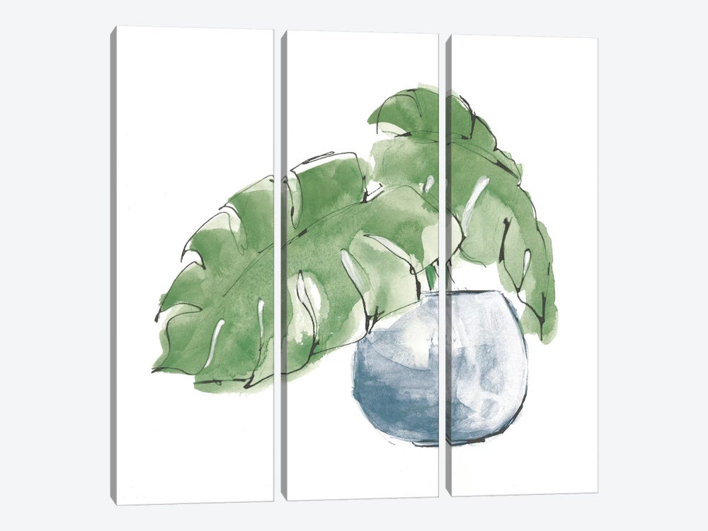 Plant Big Leaf IV Dark Green by Chris Paschke 3-piece Canvas Wall Art