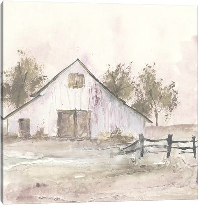 White Barn II Canvas Art Print - Modern Farmhouse Living Room Art