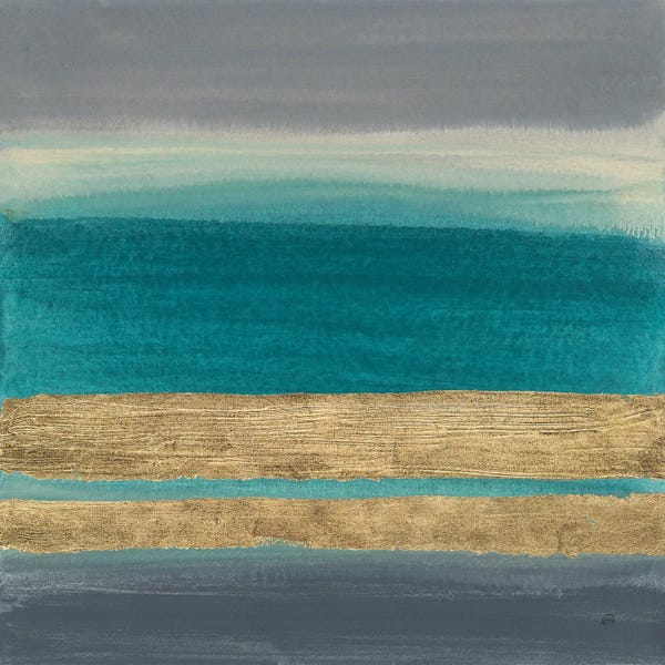 Teal Abstract Art: Gold Emerald I by Chris Paschke