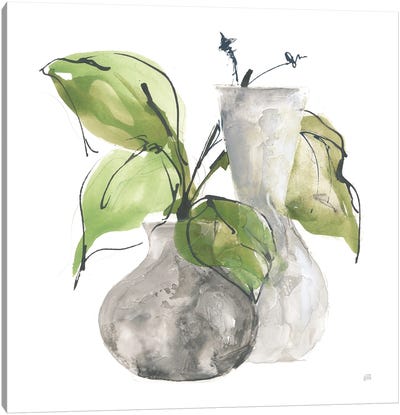 Two Vases III Canvas Art Print - Leaf Art