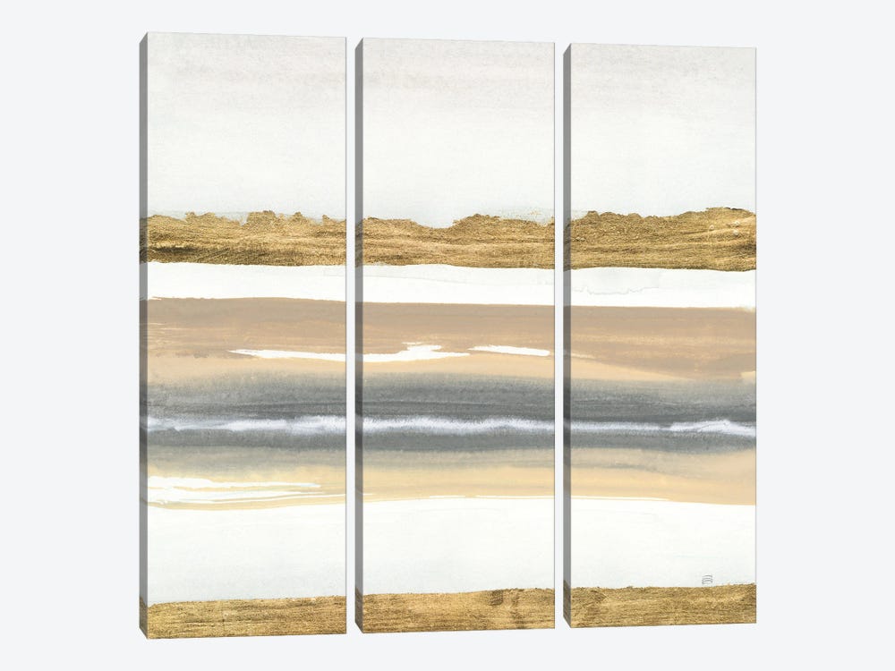 Gold and Gray Sand IV by Chris Paschke 3-piece Canvas Art
