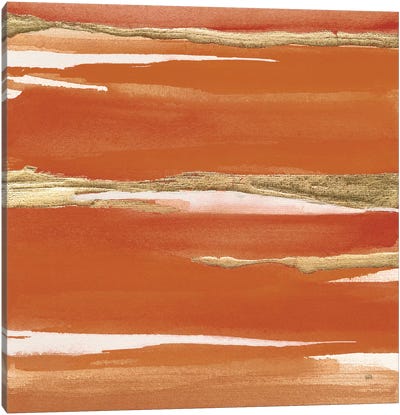 Gilded Mandarin I Burnt Orange Canvas Art Print - Linear Abstract Art