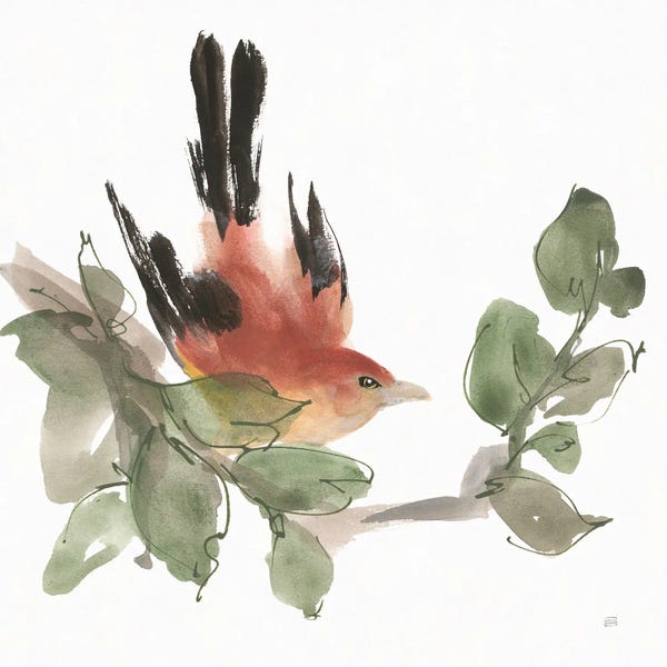 Fine Art Print: Bird and Leaves I by Chris Paschke