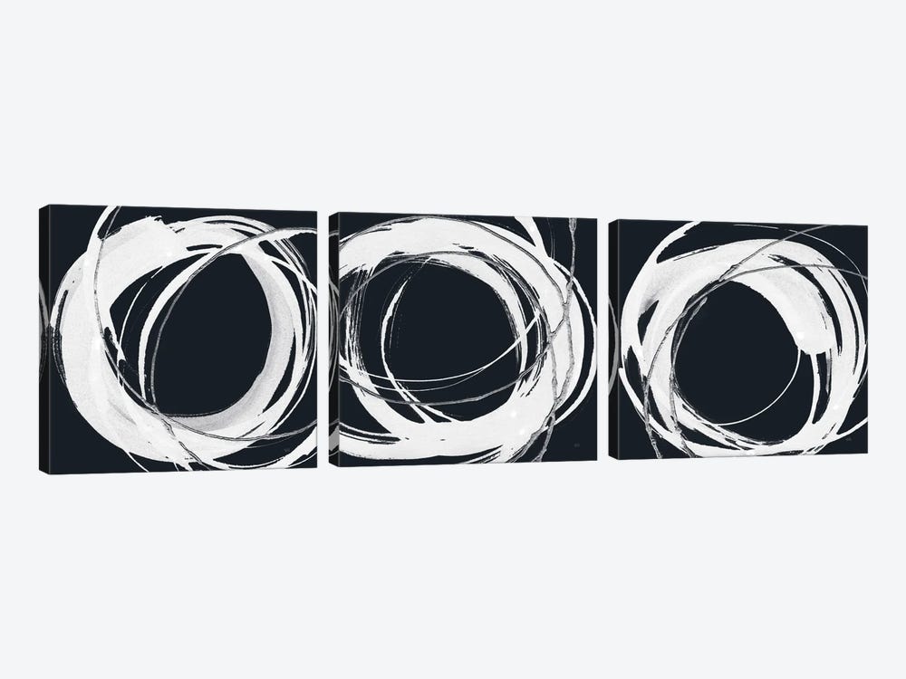 Gilded Enso Triptych BW by Chris Paschke 3-piece Canvas Wall Art